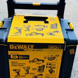 DEWALT20V Lithium-Ion Cordless 6-Tool Combo Kit with 5.0 Ah and 2.0 Ah Batteries, Charger and Tough System 2.0 Rolling Toolbox
