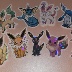 Holographic Pokemon Sticker Set 9 piece Bundle Pack Eeveelution Umbreon Sylveon  Free Shipping