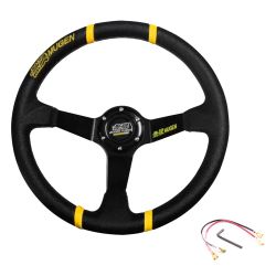Brand New 350mm 14" Deep Dish Racing Mugen Black Steering Wheel PVC Leather Black Spoke