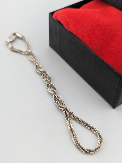 UNIQUE 925 Sterling Silver 9" Women's Men's Twisted Diamond Cut Link 3 mm Bracelet ANKLET