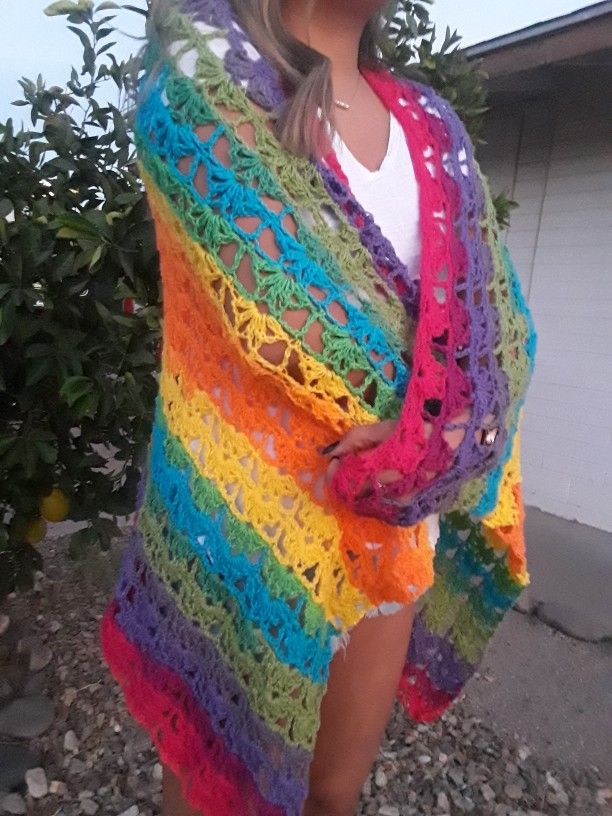 Crochet Rainbow Lace Shawl And Wrap