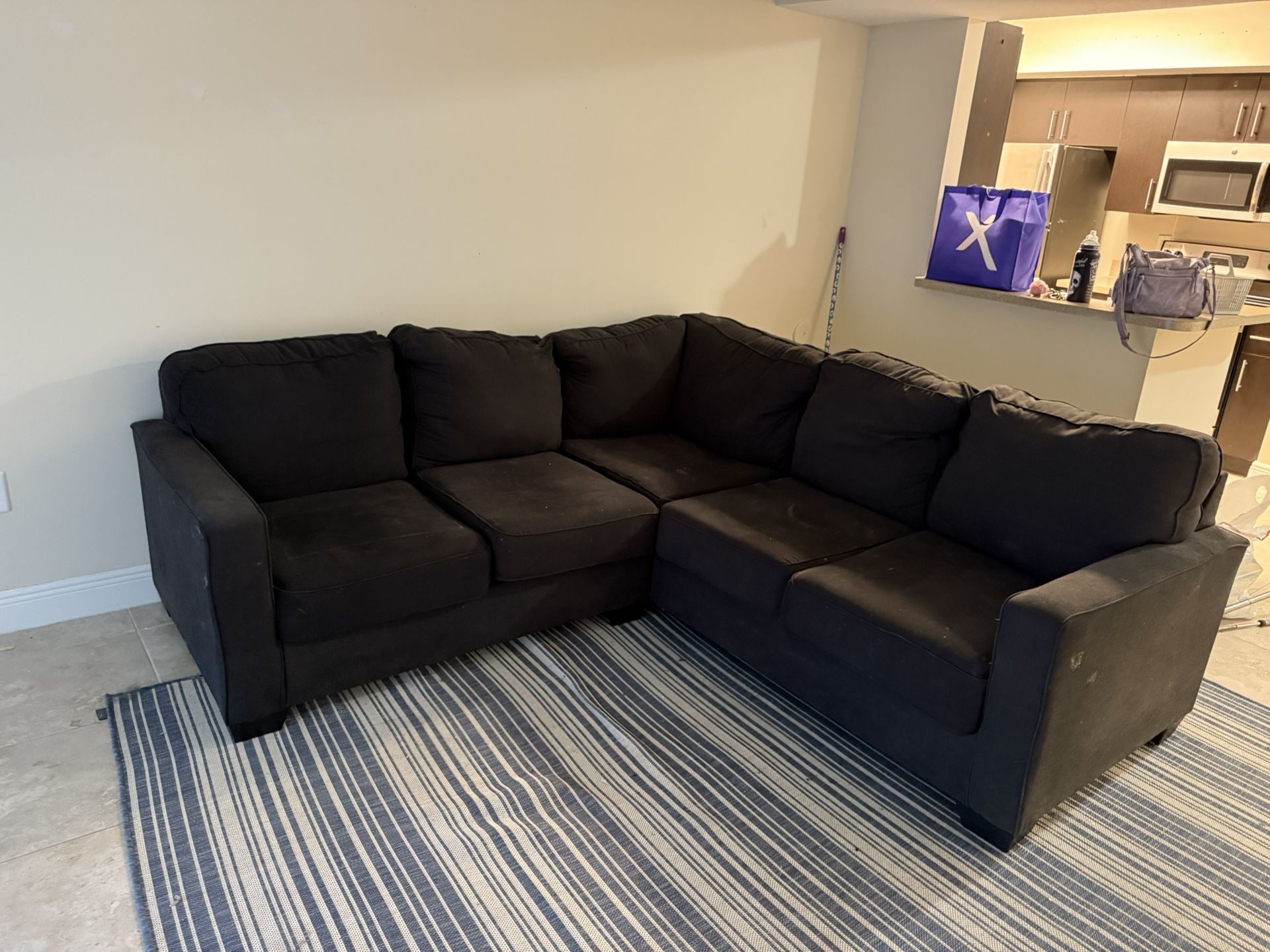Dark  Gray L-Shaped Couch