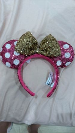 Pink and Gold Minnie Mouse ears