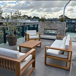 Bay Gallery Santorini Outdoor Lounge Setting (3+2+1 + Coffee Table)