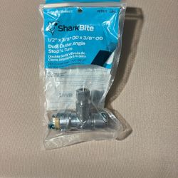 Shark Bite 1/2 X 3/8 OD X 3/8 OD Dual Outlet Angle Stop 1/4 Turn 