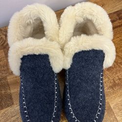 Blue Slip-On Ankle Boots