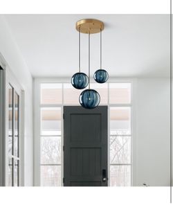 Brand New KCO Lighting Mid Century Modern 3-Lights Globe Pendant Light Fixture Brass Gold Cluster Pendant Light Kitchen Island Multi Pendant Lighting