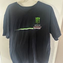 Monster Energy Drink x Kawasaki Pro Circuit Men's Black Double Sided Shirt Large