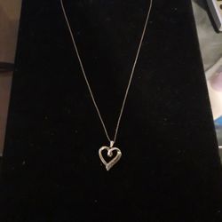 Sterling Silver Necklace with Sterling Silver Charm with Diamonds 