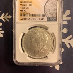 1878cc (2023 Fiji) Morgan Silver Dollar 999 Silver coin NGC MS70