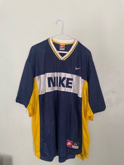 Vintage Y2K Nike Team Center Logo Mesh Jersey Shirt Blue Yellow Men's XL Baggy