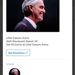 Andrea Bocelli Detroit Concert Ticket