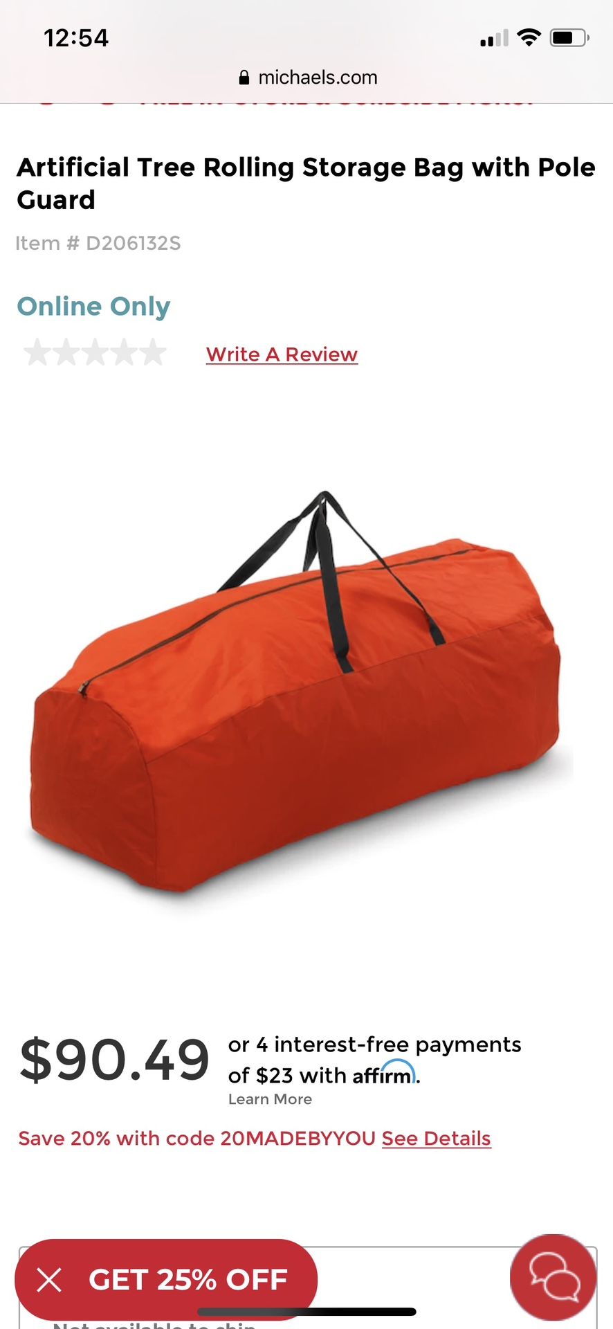 Artificial Tree Rolling Storage Bag with Pole Guard