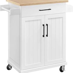 Kitchen Cart with Bamboo Tabletop, 