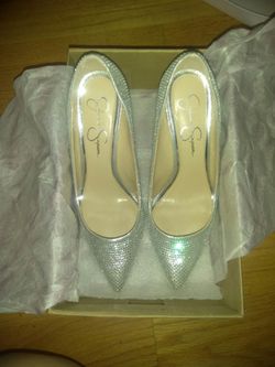 Jessica Simpson platinum heels