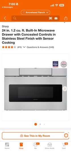 Sharp 24 in. 1.2 cu. ft. Built-In Microwave Drawer with Concealed Controls in Stainless Steel Finish with Sensor Cooking