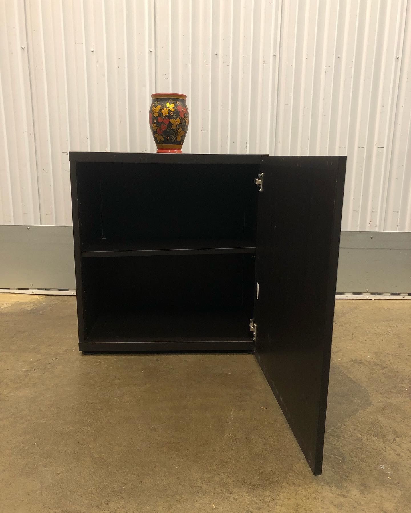 Modern Minimalist Black Wood Storage Display Stand 