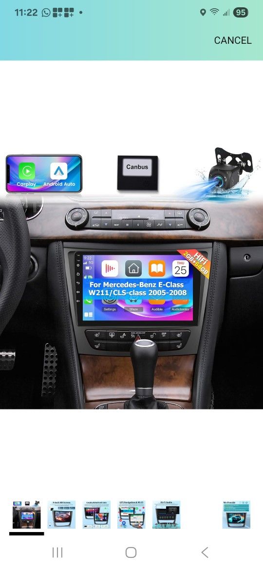 [2+64G] Android Car Radio for Mercedes Benz E Class W211 / CLS Class 2005-2008 - 9 Inch Touchscreen Car Stereo - Wireless Carplay and Android Auto/HiF