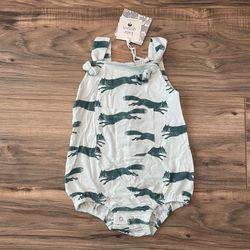 NEW 12-18m Kate Quinn Tie Overall Bubble - Turquoise Fox