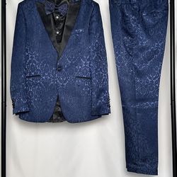 Navy Blue/Black Tazzio Prom Suit
