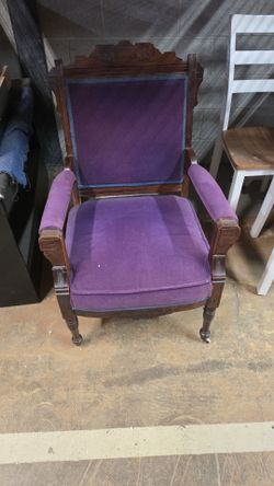 Antique Victorian Carved Wood Armchair