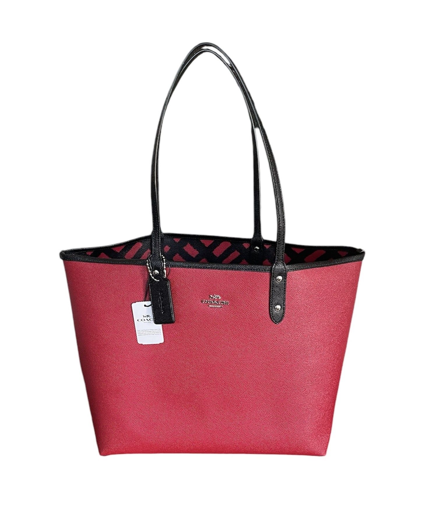 NWT Coach Reversible Large Red and Black City Tote Bag