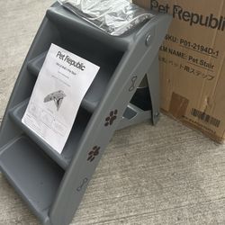 4 Steps Pet Stairs Ladder Washable Foldable Steps for Dogs and Cats Dark Grey