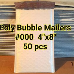 50 4 x 8 000 White Padded Poly Envelopes Self Seal Bubble Lined Shipping Mailing Mail Ship Shipping 