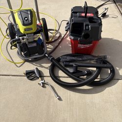New Ryobi 2500 Psi Electric Pressure Washer And 6 Gallon Milwaukee Fuel Wet Dry Shop Vacuum 