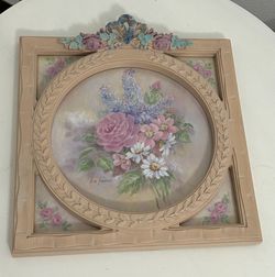 Vintage HOMCO Floral Shabby Chic Wall Decor Print