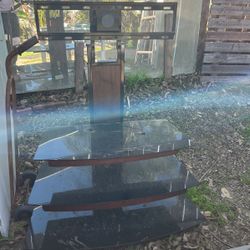 TV stand with glass shelves  $20