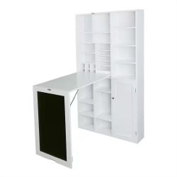 White Floating Desk With Storage. 