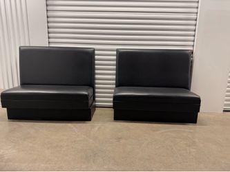 Set of 2 Black Leather Benches