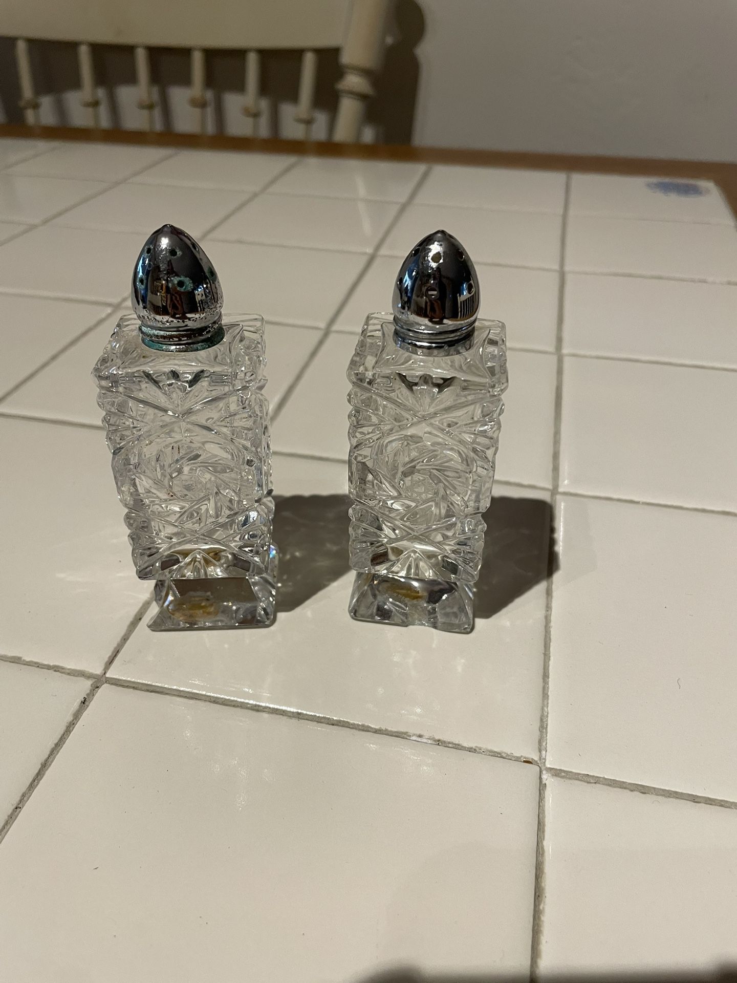 Vintage Crystal Salt & Pepper Set