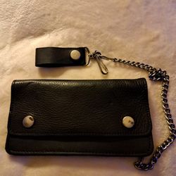 Leather Biker Wallet With Chain