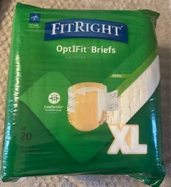 New FitRight OptiFit Adult Incontinence Briefs Diapers Disposable Unisex XL (Waist 56” - 64”) 80 Cnt