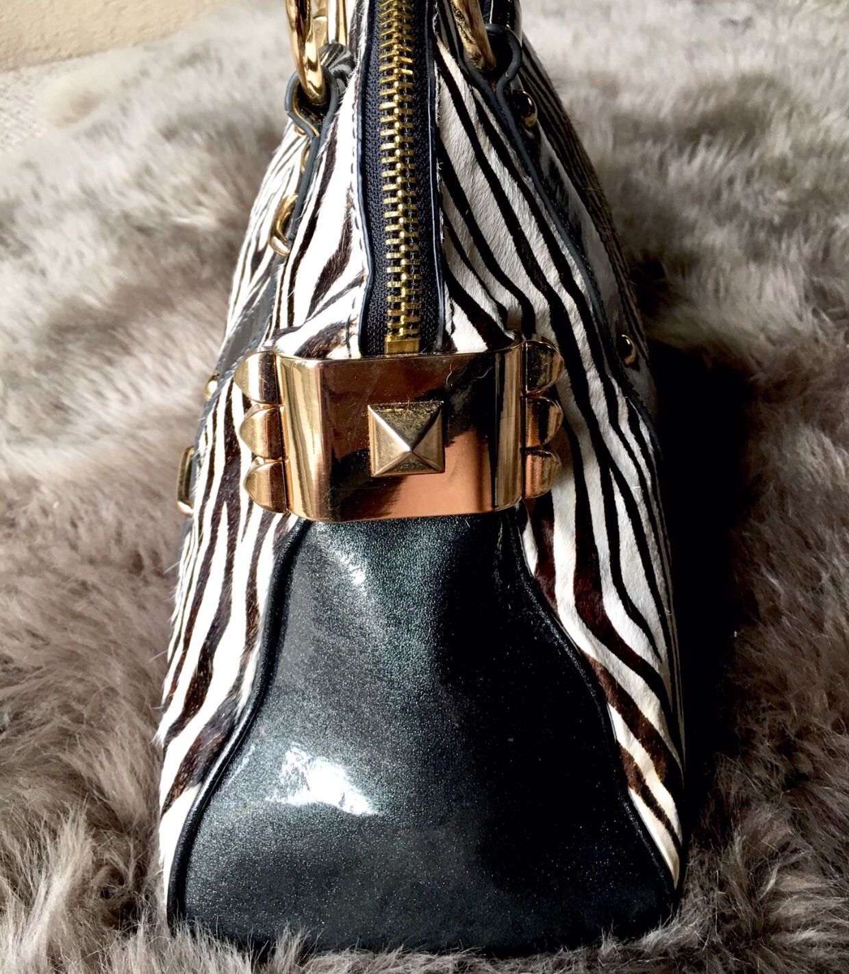 VINTAGE BETSEY JOHNSON CALF HAIR HANDBAG