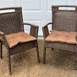 Brown Wicker Side Chairs 