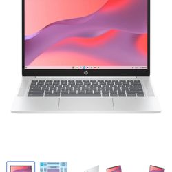 HP14 inch HD Chromebook Laptop Intel Processor N200 4GB RAM 128GB UFS Glacier Silver