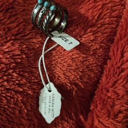 SILVER RING.  NEW. SIZE 7. Silver Ring With TURQUOISE Design 