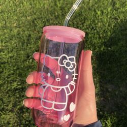 New Hello Kitty Glass Pink Cup