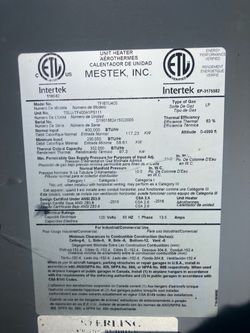 Brand new 400,000 btu propane heater