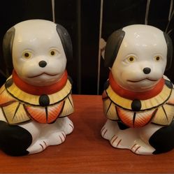 Vintage Hand-painted Ceramic Coin Bank Set