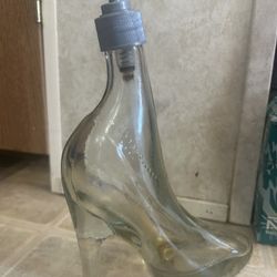 Vintage Antique Glass Slipper Soap / Lotion Dispenser 