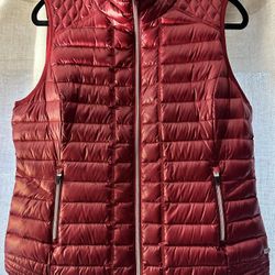Tommy Hilfiger Puffer Women’s Red Pink Silver Sleeveless Jacket Size Large