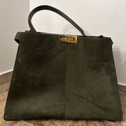 Fendi peekaboo X lite large green suede