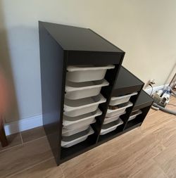 IKEA TROFAST Black-Brown Step Storage Unit with 10 Bins.
