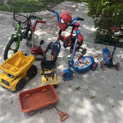 Kids Bikes, Scooters, Ride-ons, and Trucks Lot