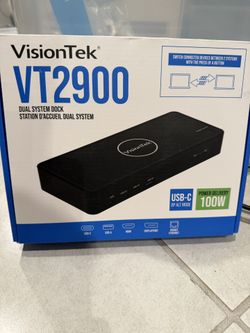 VisionTek VT2900 USB-C KVM Docking Station Dual System Switch 100W PD Brand New