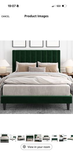 Green Velvet Queen Bedframe